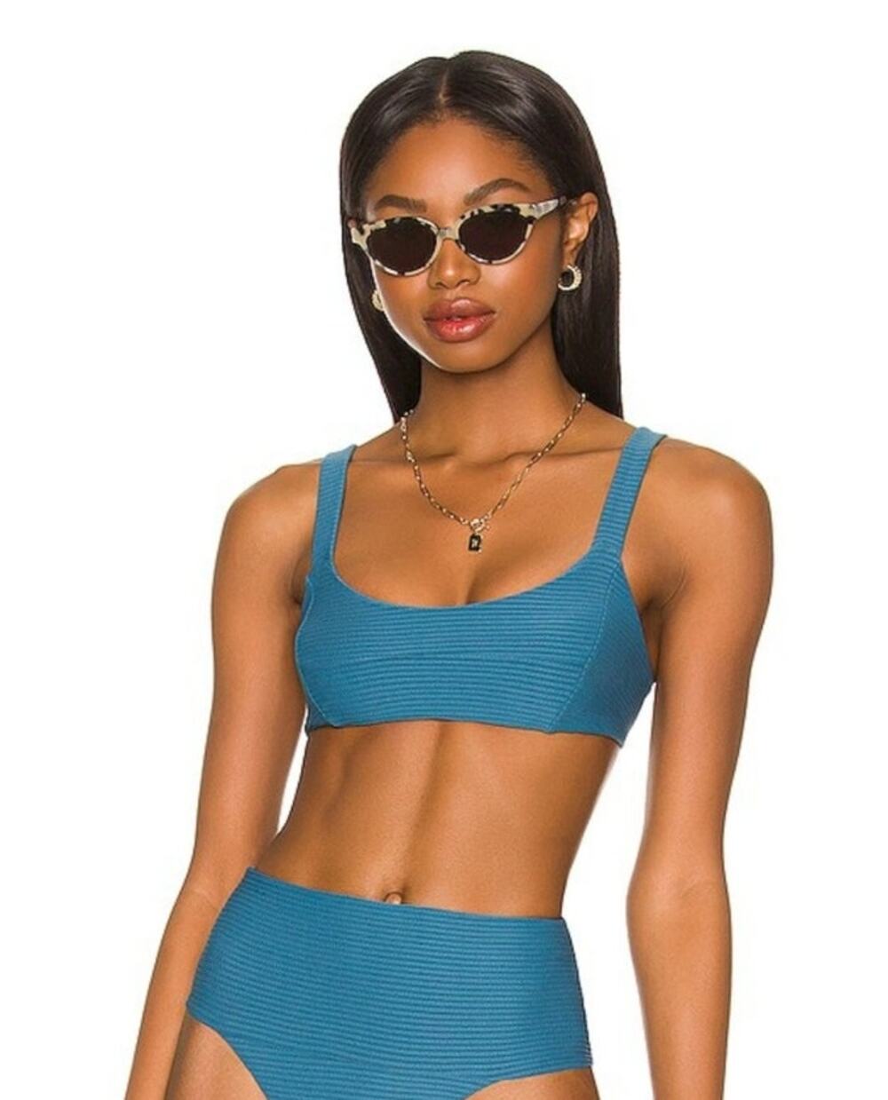 L*Space Jess Bikini Top in Oceanside Blue Size D NWT
